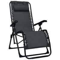 vidaXL Folding Deck Chair Black Textilene