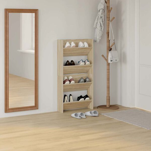 vidaXL Wall Shoe Cabinets 2 pcs Sonoma Oak 60x18x60cm Engineered Wood