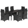 vidaXL 7 Piece Garden Dining Set with Cushions Black Poly Rattan