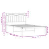 vidaXL Metal Bed Frame without Mattress with Headboard White 107x203cm