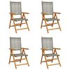 vidaXL Reclining Folding Chairs 4 pcs Grey Poly Rattan and Solid Wood