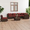 vidaXL 7 Piece Garden Lounge Set with Cushions Poly Rattan Brown