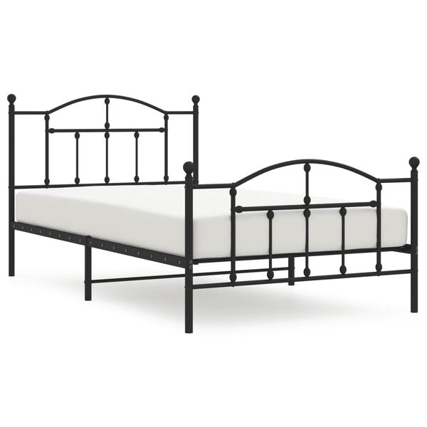 vidaXL Metal Bed Frame without Mattress with Footboard Black 107x203cm
