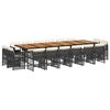 vidaXL 17 Piece Garden Dining Set with Cushions Black Poly Rattan