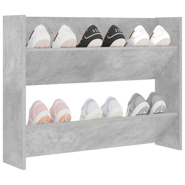 vidaXL Wall Shoe Cabinet Concrete Grey 80x18x60 cm Engineered Wood