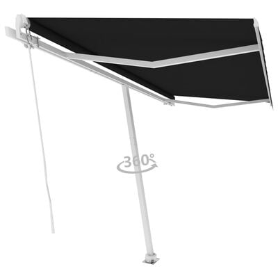 vidaXL Freestanding Manual Retractable Awning 400x300 cm Anthracite
