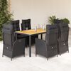 vidaXL 7 Piece Garden Dining Set with Cushions Black Poly Rattan