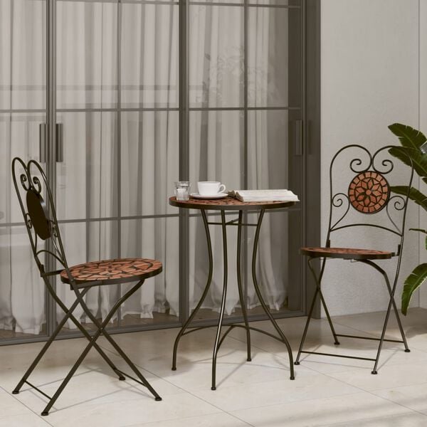 vidaXL Bistro Chairs Foldable 2 pcs Terracotta Ceramic