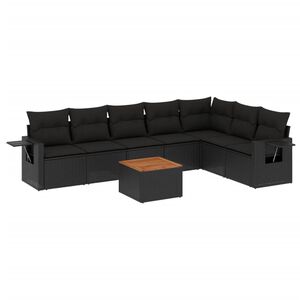 vidaXL 8 Piece Garden Sofa Set with Cushions Black Poly Rattan