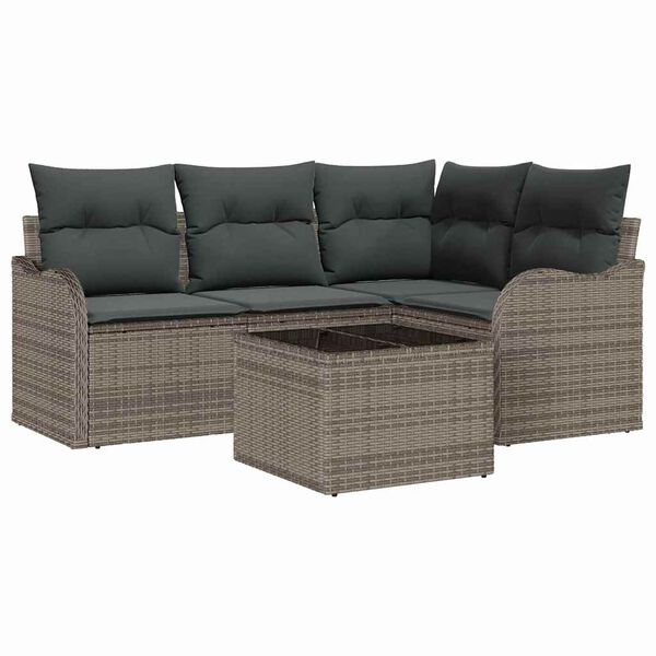 vidaXL Garden Sofa Set Grey Poly Rattan