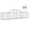 vidaXL Arched Gabion Baskets 15 pcs 200x30x40/60 cm Galvanised Iron
