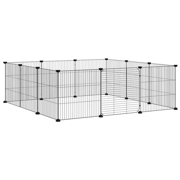 vidaXL 12-Panel Pet Cage with Door Black 35x35 cm Steel
