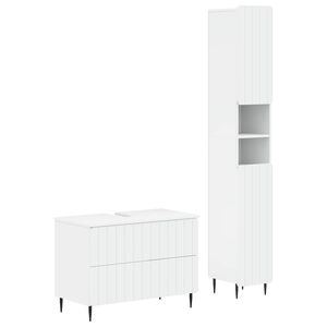 vidaXL 2 Piece Bathroom Cabinet Set ZWOLLE White Engineered Wood