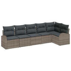 vidaXL Garden Sofa Set with Cushion 6 pcs Grey Poly Rattan