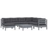 vidaXL 8 Piece Garden Lounge Set with Cushions Grey Solid Pinewood