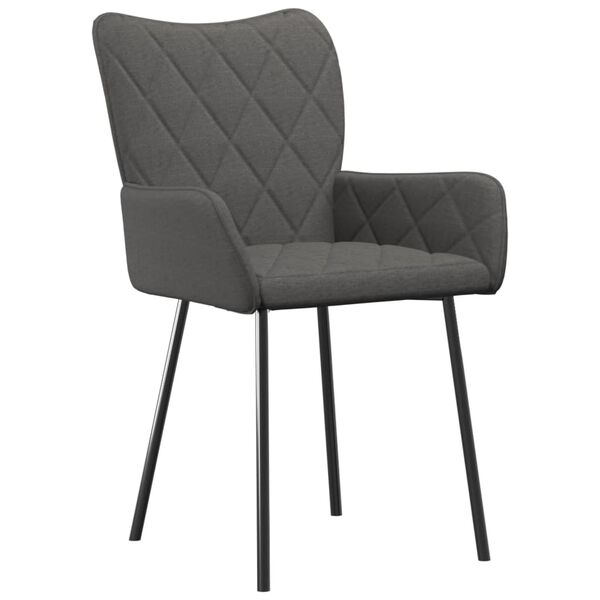 vidaXL Dining Chairs 2 pcs Dark Grey Fabric