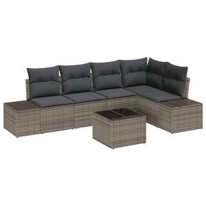 vidaXL Garden Sofa Set with Storage Light Grey Poly Rattan