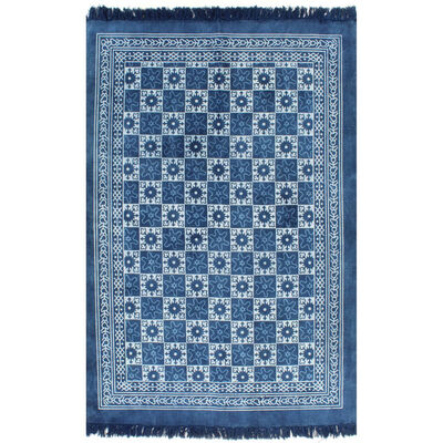 vidaXL Kilim Rug Cotton 160x230 cm with Pattern Blue