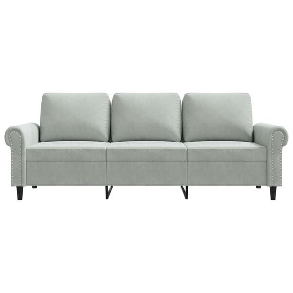vidaXL 3-Seater Sofa Light Grey 180 cm Velvet
