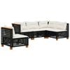 vidaXL 5 Piece Garden Sofa Set with Cushions Black Poly Rattan