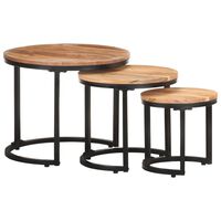 vidaXL Side Tables 3 pcs Solid Acacia Wood