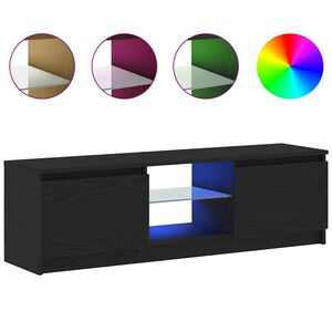vidaXL TV Cabinet with LED Lights Black Oak 120x30x36 cm Engineered Wood