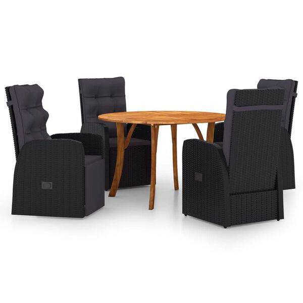 vidaXL 5 Piece Garden Dining Set Black