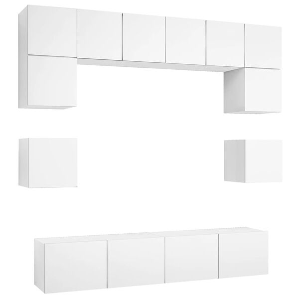 vidaXL 8 Piece TV Cabinet Set White Engineered Wood