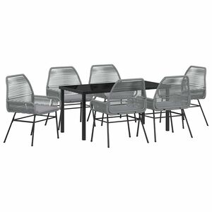 vidaXL Garden Dining Set with Cushion 7 pcs Grey Poly Rattan