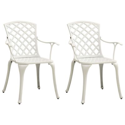 vidaXL Garden Chairs 2 pcs Cast Aluminium White