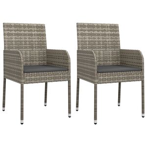 vidaXL Garden Chairs with Cushions 2 pcs Poly Rattan Grey