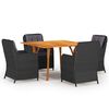 vidaXL 5 Piece Garden Dining Set Black