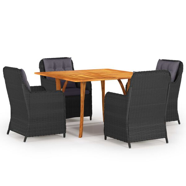 vidaXL 5 Piece Garden Dining Set Black