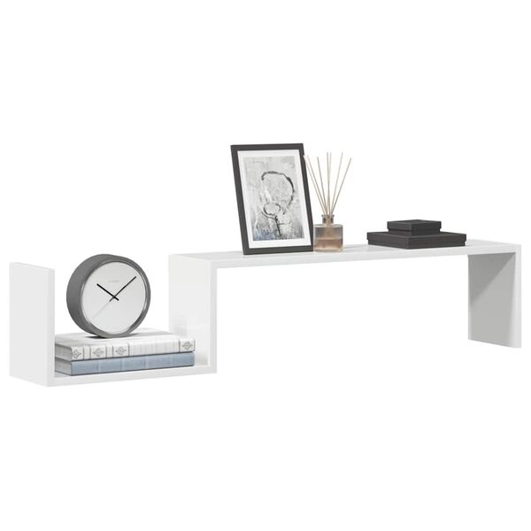 vidaXL Wall Shelf 2 pcs High Gloss White 100x15x20 cm Engineered Wood