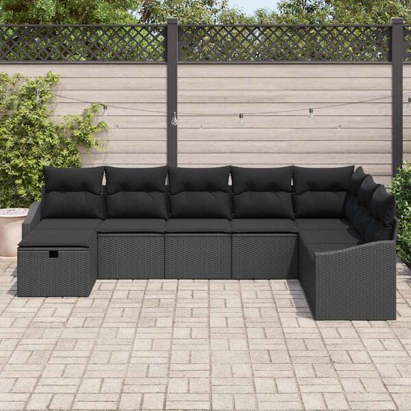 vidaXL Garden Sofa Set 8 pcs Black 55 x 62 x 69 cm Poly rattan