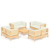 vidaXL 9 Piece Garden Lounge Set with Cream Cushions Pinewood