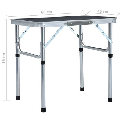 vidaXL Folding Camping Table Grey Aluminium 60x45 cm