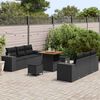 vidaXL Garden Sofa Set with Cushion 9 pcs Black Poly Rattan