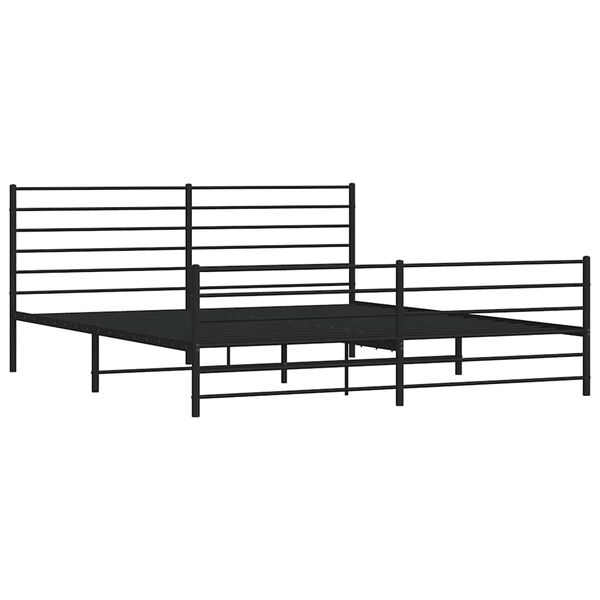 vidaXL Metal Bed Frame without Mattress with Footboard Black 180x200cm