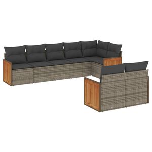 vidaXL 8 Piece Garden Sofa Set with Cushions Grey Poly Rattan
