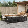 vidaXL 11 Piece Garden Dining Set with Cushions Black Poly Rattan