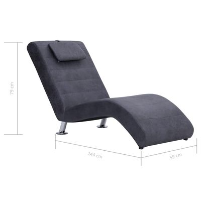 vidaXL Chaise Longue with Pillow Grey Faux Suede Leather