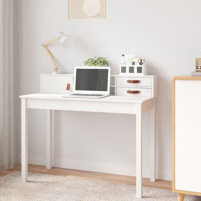 vidaXL Desk White 110x50x93 cm Solid Wood Pine
