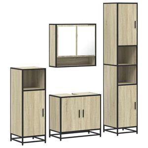 vidaXL 4 Piece Bathroom Furniture Set Sonoma Oak Engineered Wood