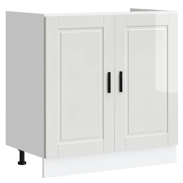 vidaXL Sink Base Cabinet "Porto" High Gloss White 80x46x81.5 cm Engineered Wood