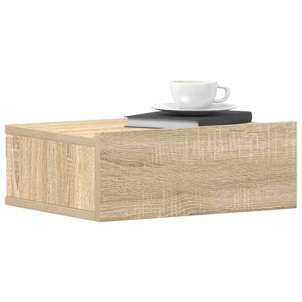 vidaXL Floating Nightstands 2 pcs Sonoma Oak 40x30x15 cm Engineered Wood
