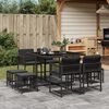 vidaXL 9 Piece Garden Dining Set with Cushions Black Poly Rattan