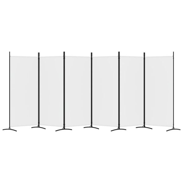 vidaXL 6-Panel Room Divider White 520x180 cm Fabric