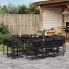 vidaXL 11 Piece Garden Dining Set with Cushions Black Poly Rattan
