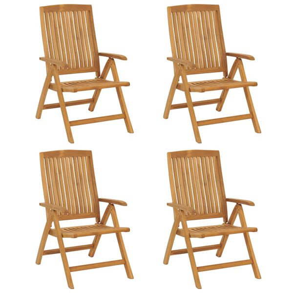 vidaXL Reclining Garden Chairs with Cushions 4 pcs Solid Wood Teak